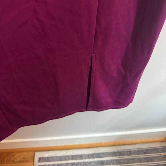 Torrid Midi Shift Dress Purple Boat Neck Pullover Side Slit Short Sleeve Sz 3X - Picture 3 of 6
